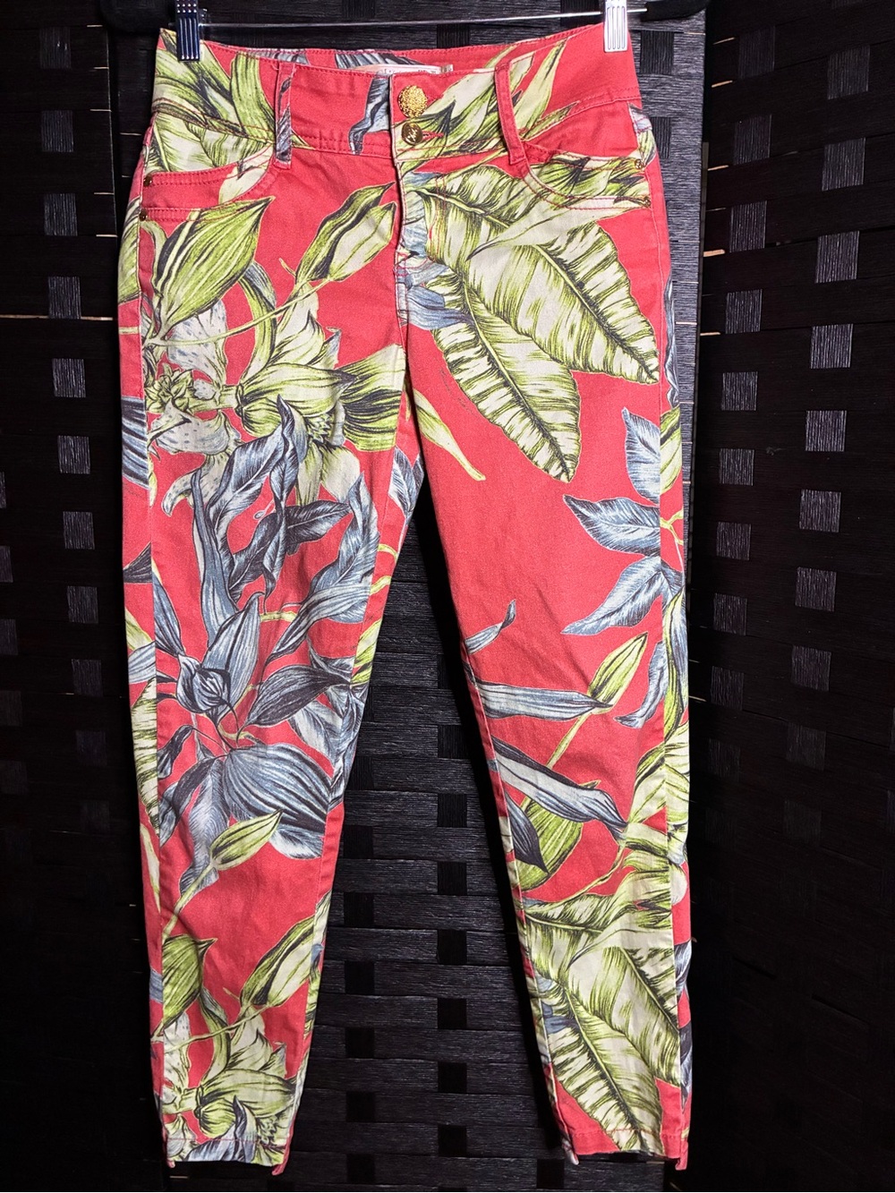 Floral Print Coral Skinny Pants
